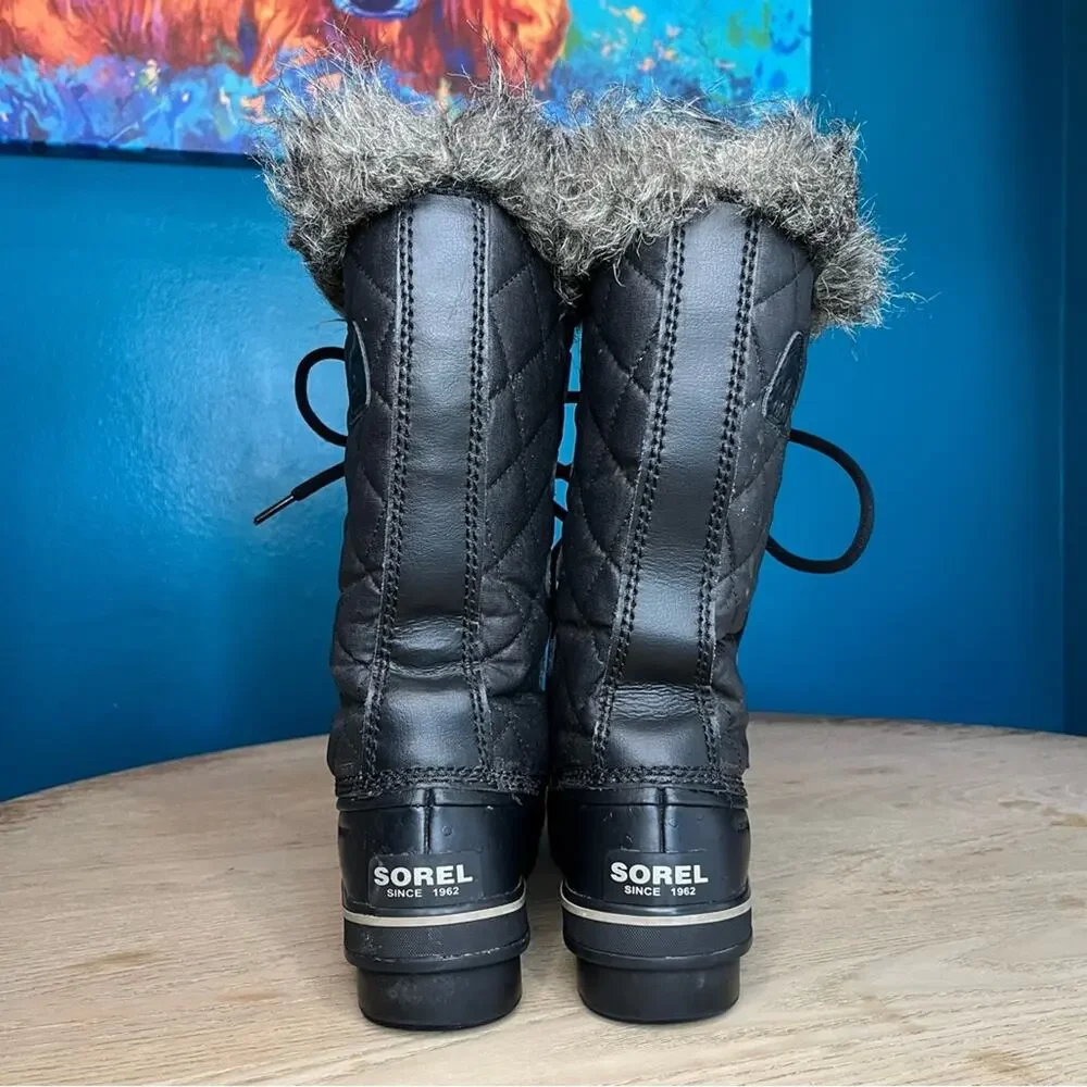Sorel Tofino II Black Waterproof Quilted Lace Up Snow Boots Womens Size 6.5